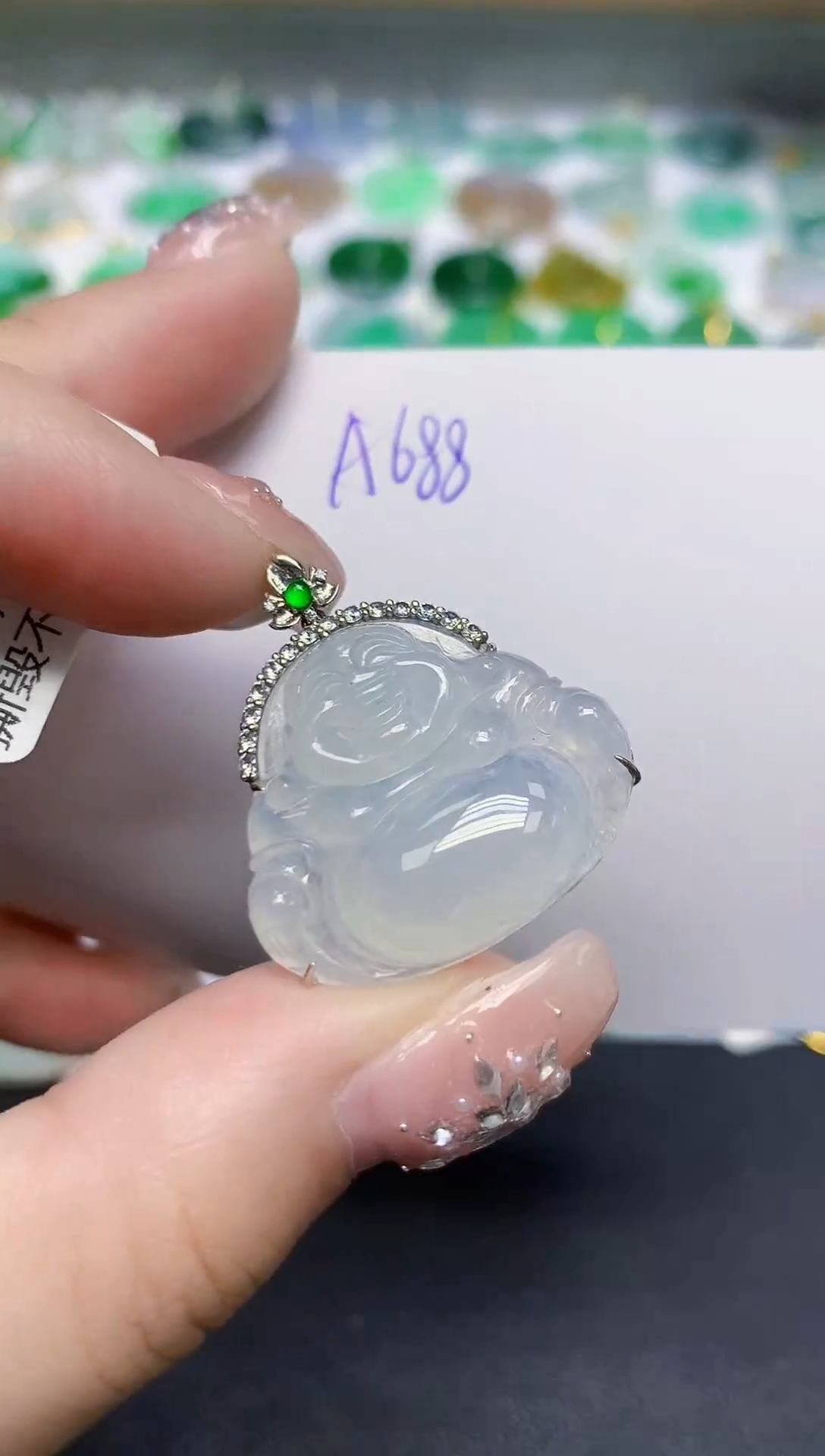 颈饰18K金镶嵌翡翠天然缅甸翡翠A货翡翠百元以上9元证书费自理