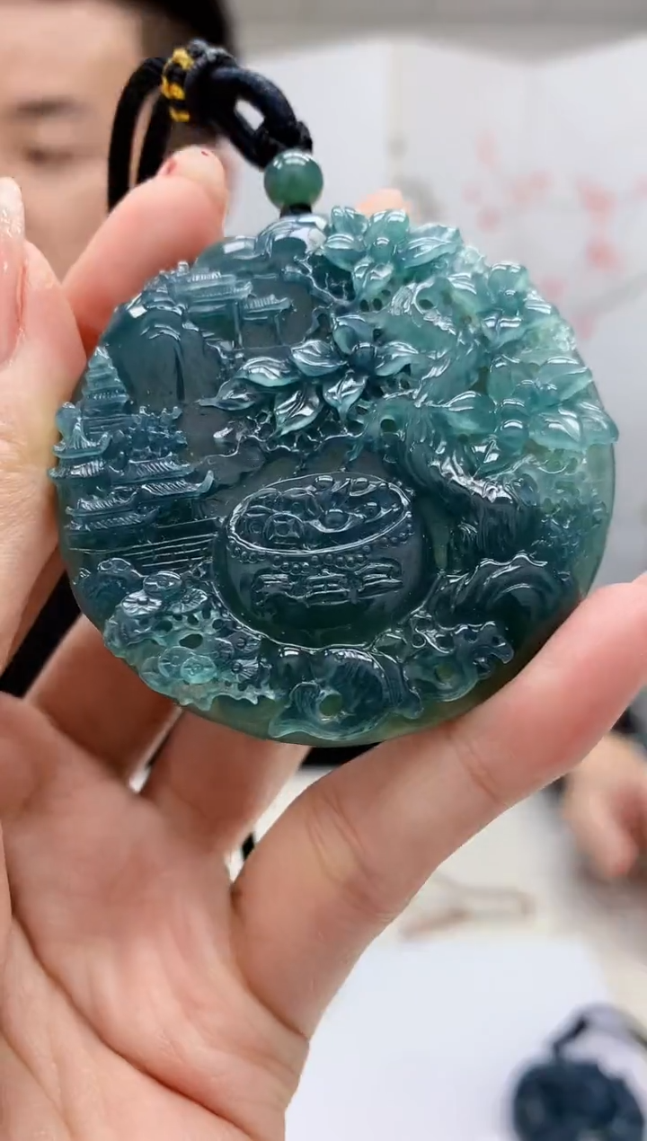 【闪购商品】定制翡翠未镶嵌4990MM-毛货挂件112赠珠链