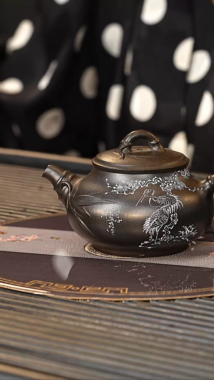 【闪购商品】紫砂茶壶ZCP 黑骨烧 竹节潘壶