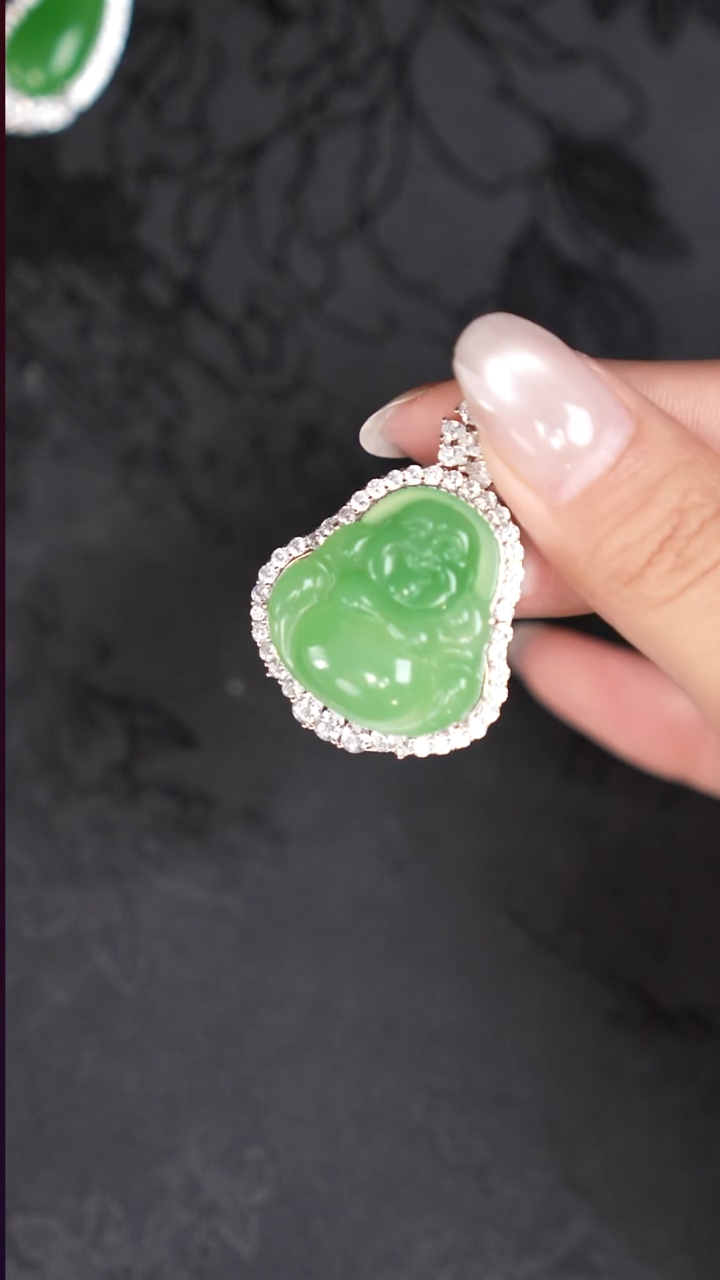 吊坠(赠链)银S925镶嵌和田玉（碧玉）工厂抛货