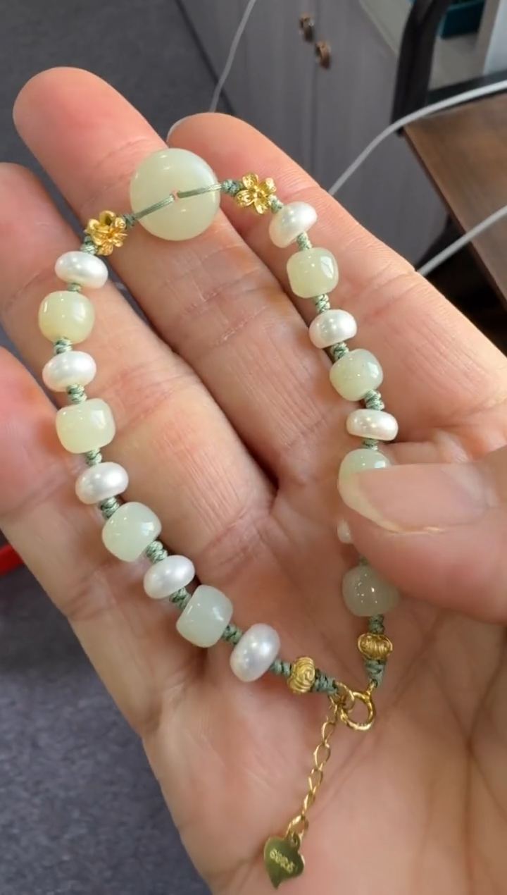 【闪购商品】和田玉手链银S925镶嵌diy