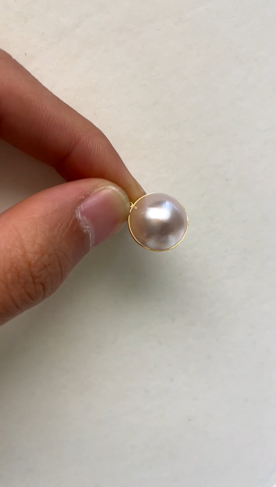 18K金镶嵌颈饰拼合珍珠（马贝珠）15-16