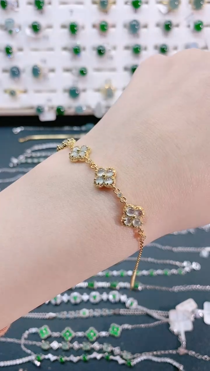 【闪购商品】翡翠手链银S925镶嵌天然翡翠