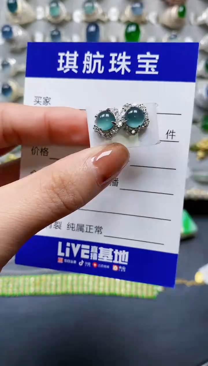 【闪购商品】翡翠耳饰银S925镶嵌0552