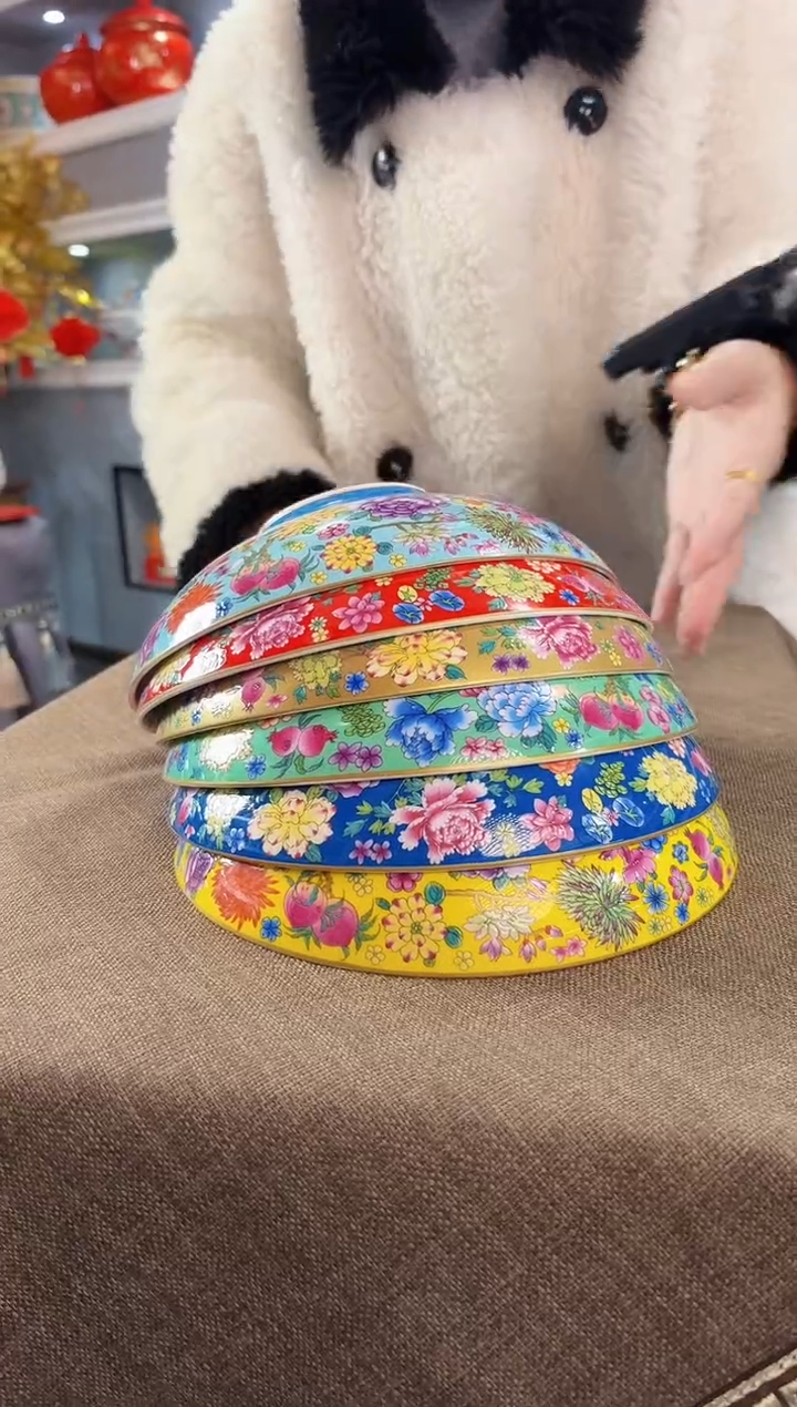 珐琅 8.5英寸元宝盘6个景德镇混色