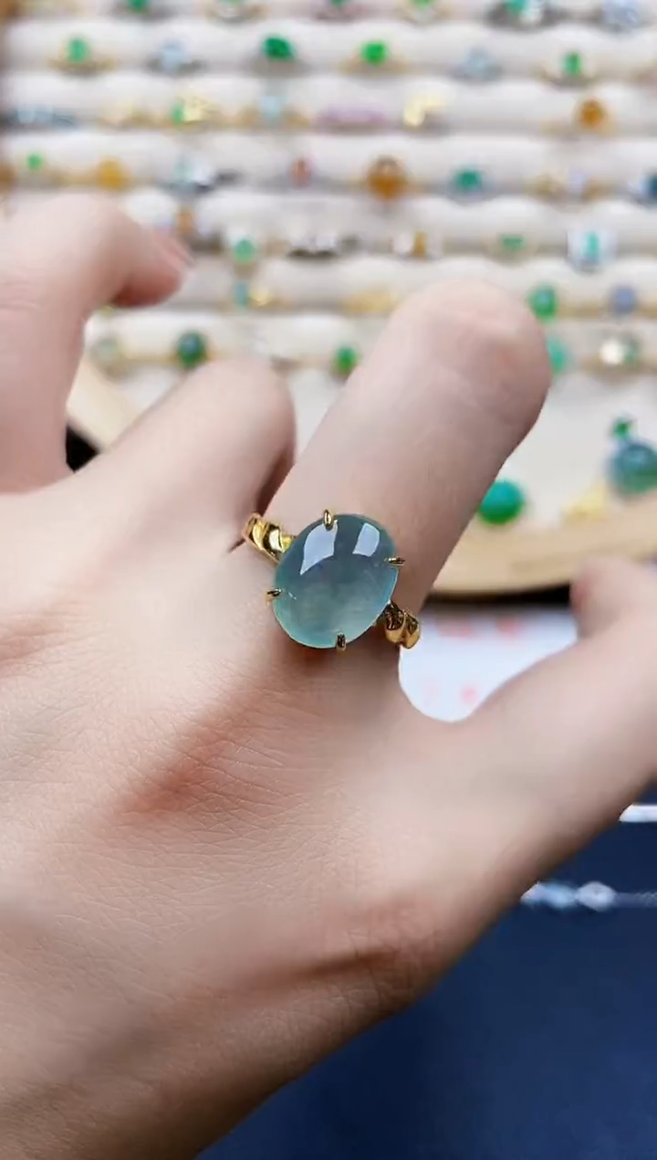 翡翠戒指银S925镶嵌12