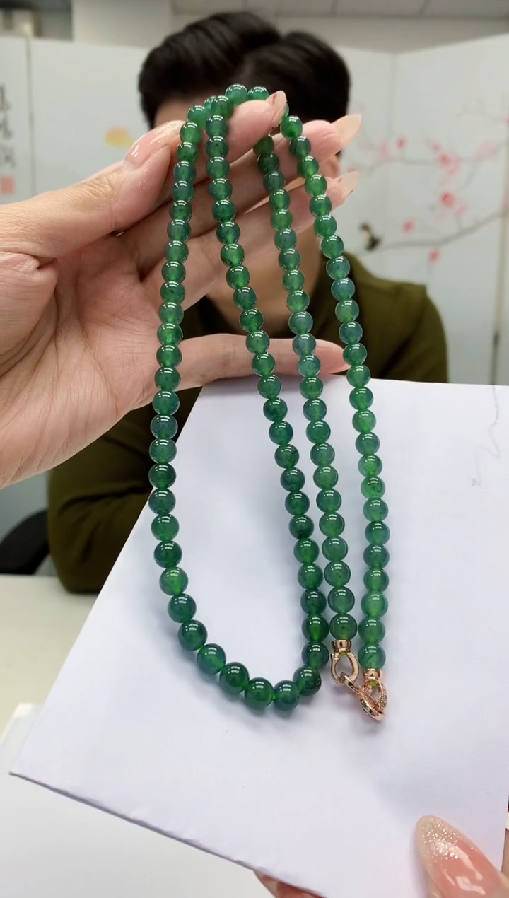 【闪购商品】定制翡翠未镶嵌4917MM-毛货珠链131