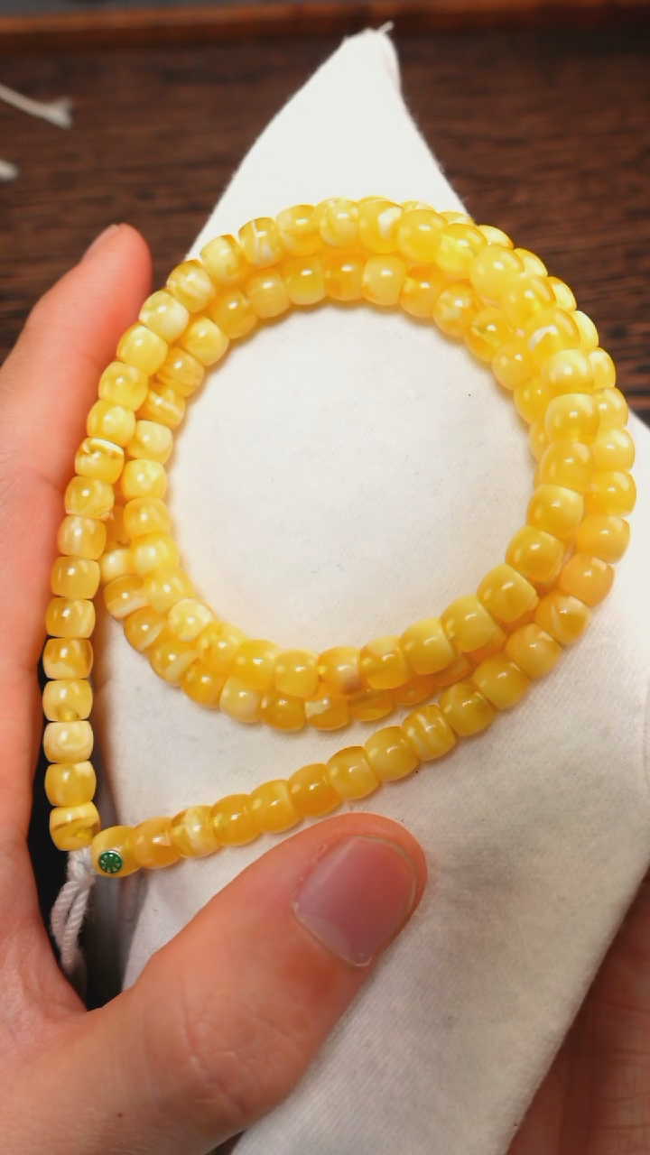 【闪购商品】蜜蜡手链未镶嵌2267/6.5mm绿标直切