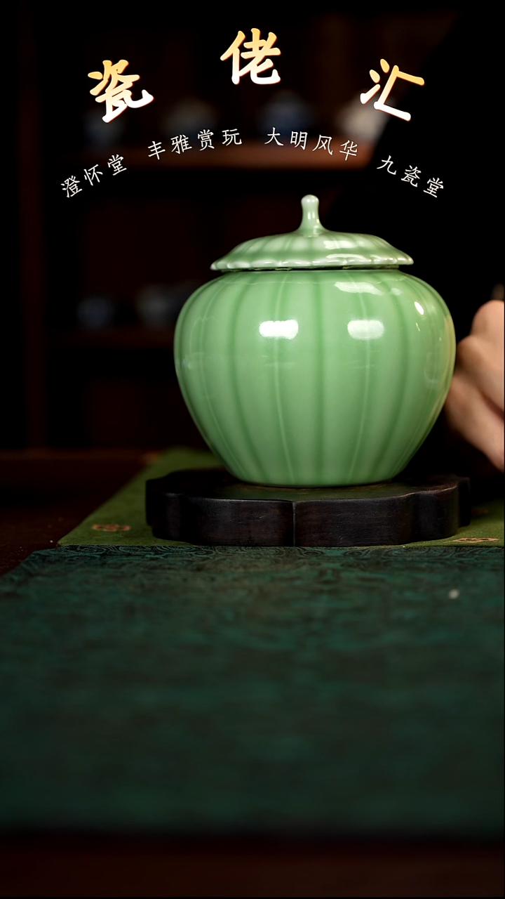 瓷佬汇精选豆青釉茶叶罐