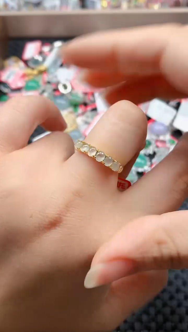 银S925镶嵌戒指翡翠天然A货缅甸翡翠