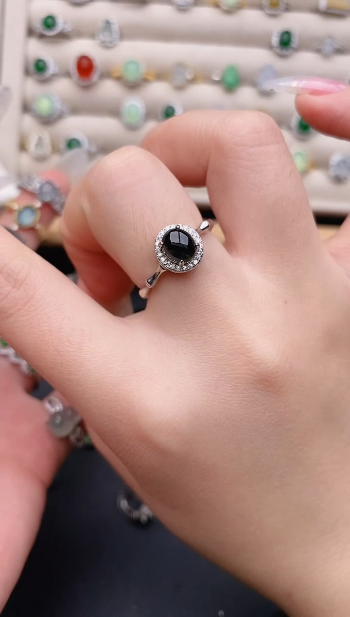 银S925镶嵌戒指翡翠0