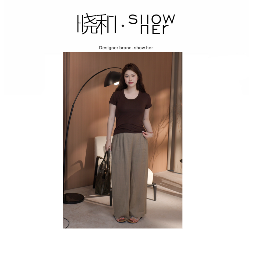SHOW HER【莫奈裤】夏季爆款驼色老钱风显瘦休闲裤