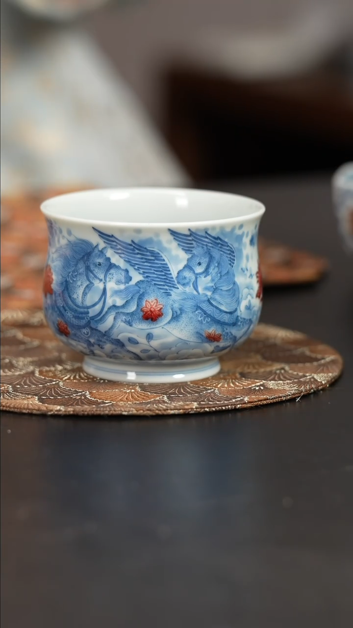 【闪购商品】杯屹朴堂釉里红天马
