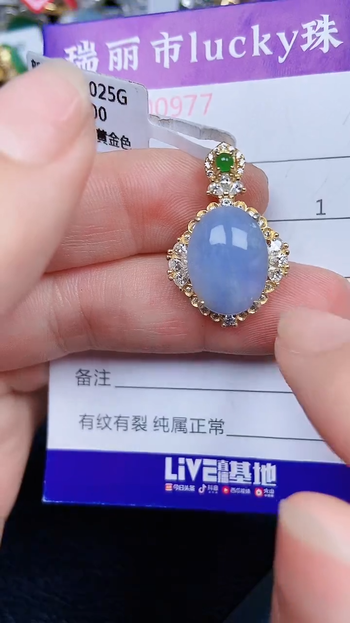 颈饰银S925镶嵌翡翠0977