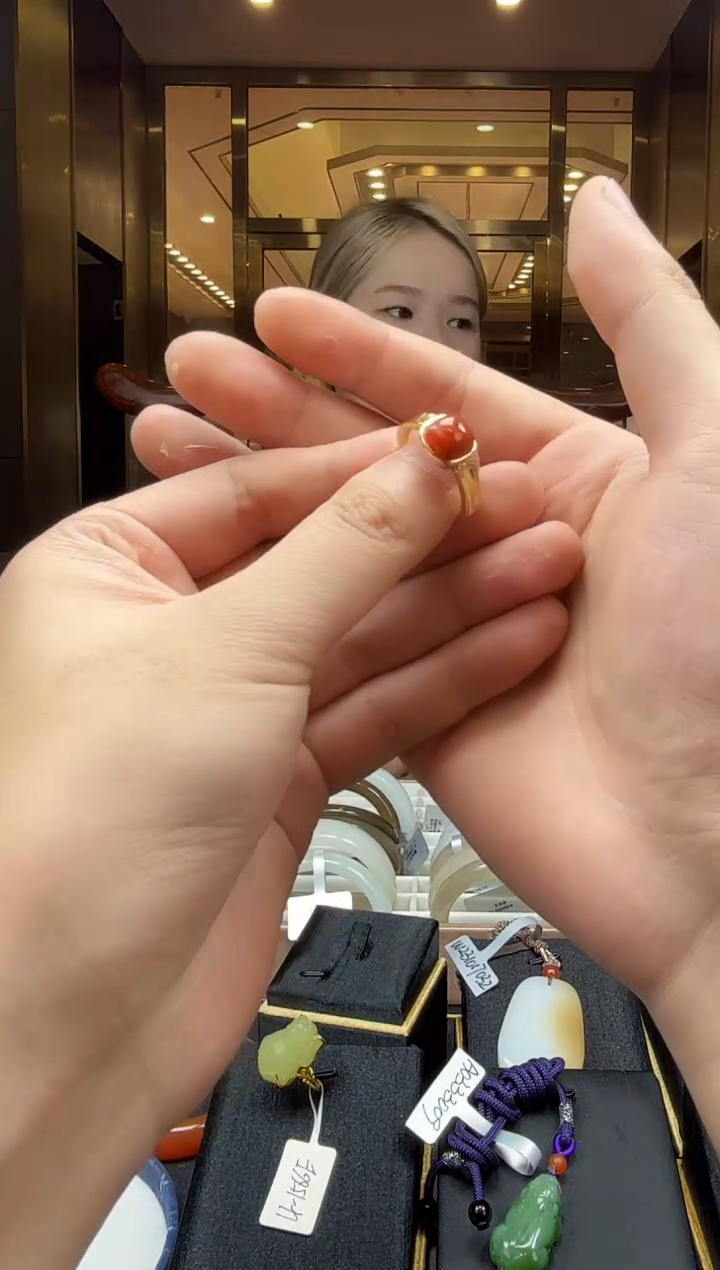 【闪购商品】南红玛瑙戒指银S925镶嵌SH196 多样性发其一