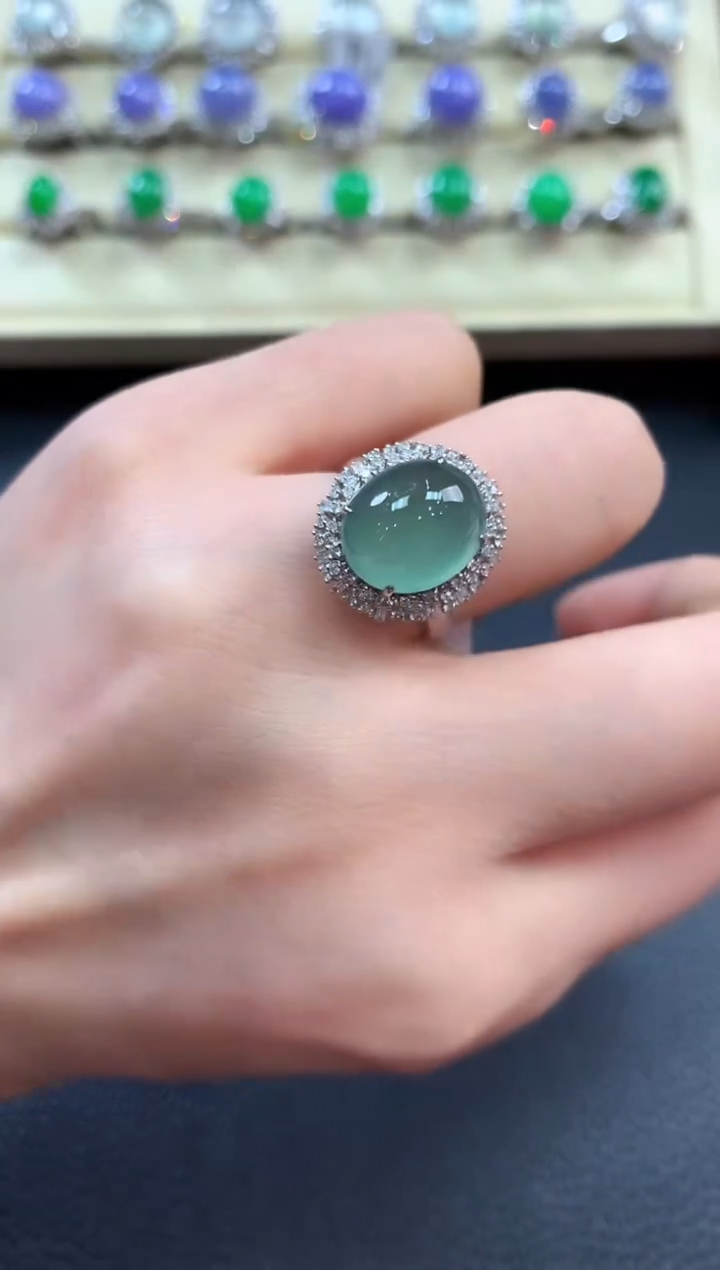 【闪购商品】翡翠戒指18K金镶嵌b173       