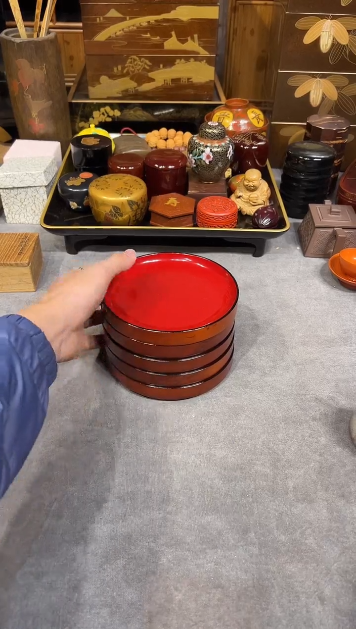 果子盘 五片 大漆漆器大漆漆器