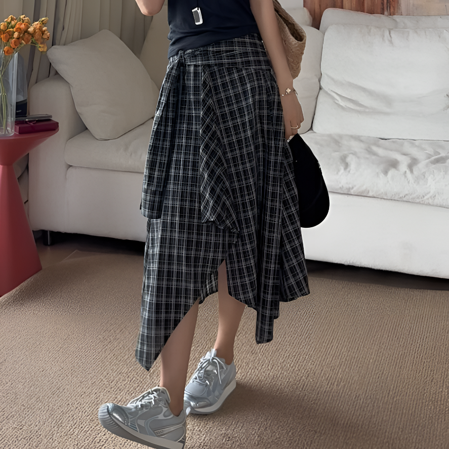 【余欢欢】夏季时尚休闲百搭假两件侧边开叉半身裙-YHQ50075