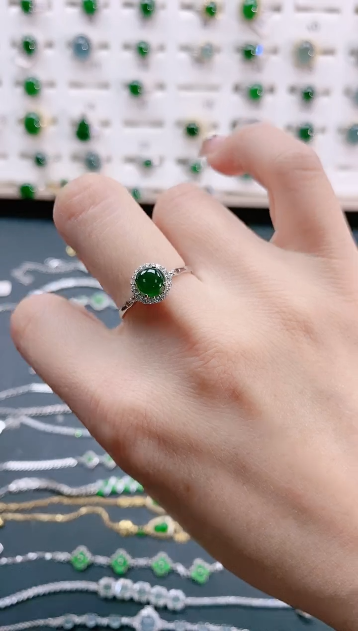 【闪购商品】翡翠戒指银S925镶嵌天然翡翠