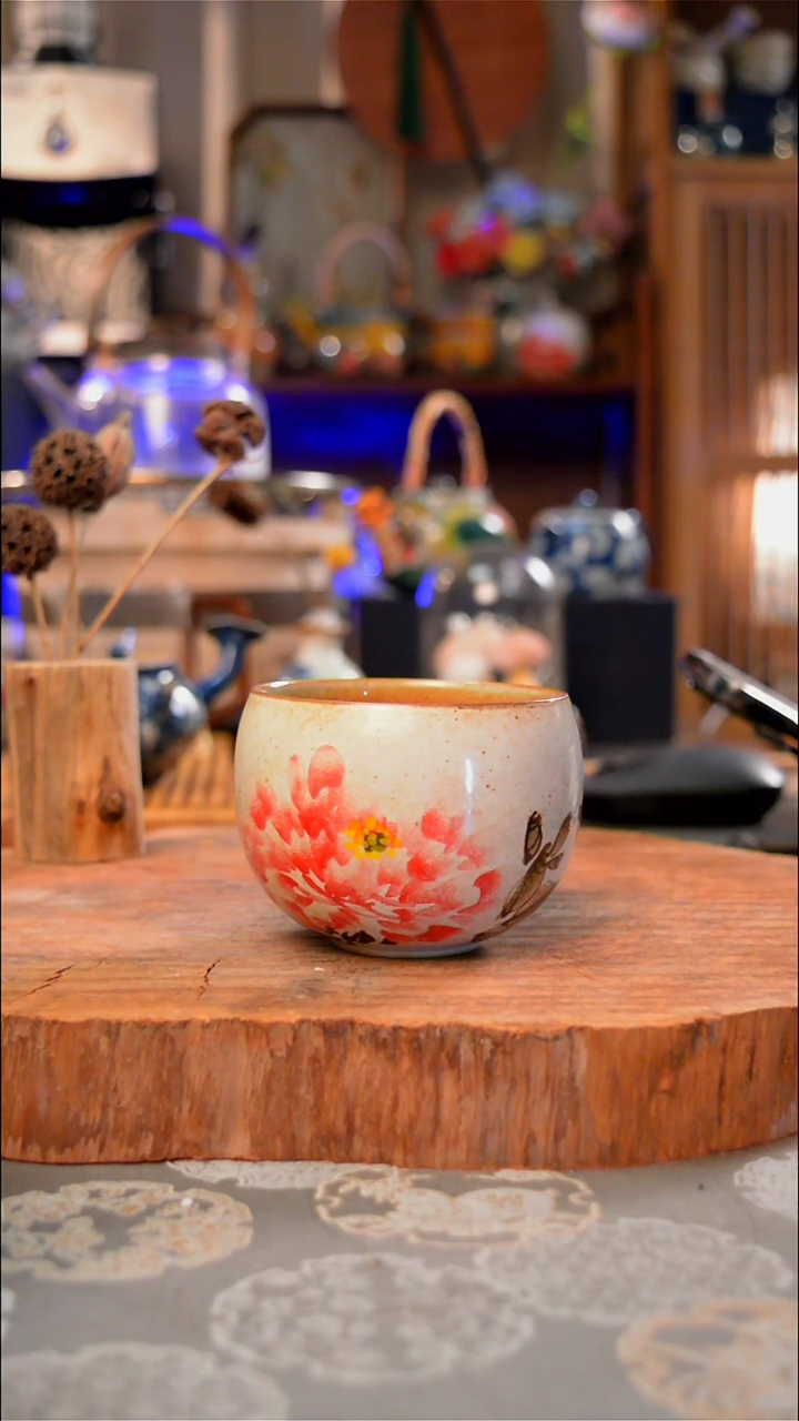 【闪购商品】杯子牡丹花手工手绘手工手绘