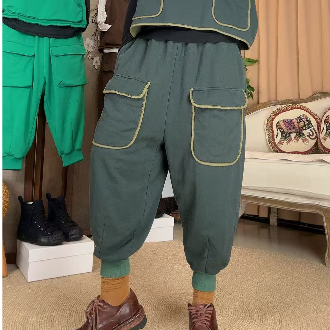 本古佳1011绗缝双层工装裤130*86时髦百搭网红洋气炸街女装小个子