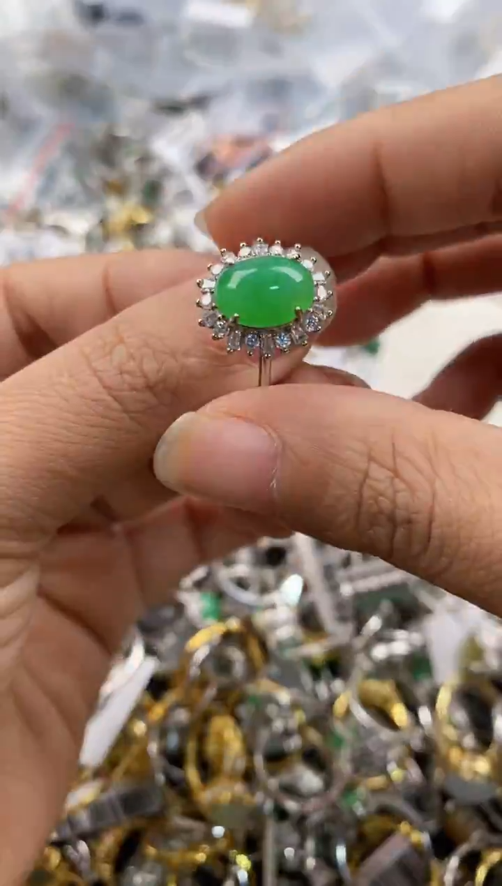 银S925镶嵌戒指翡翠3333---5