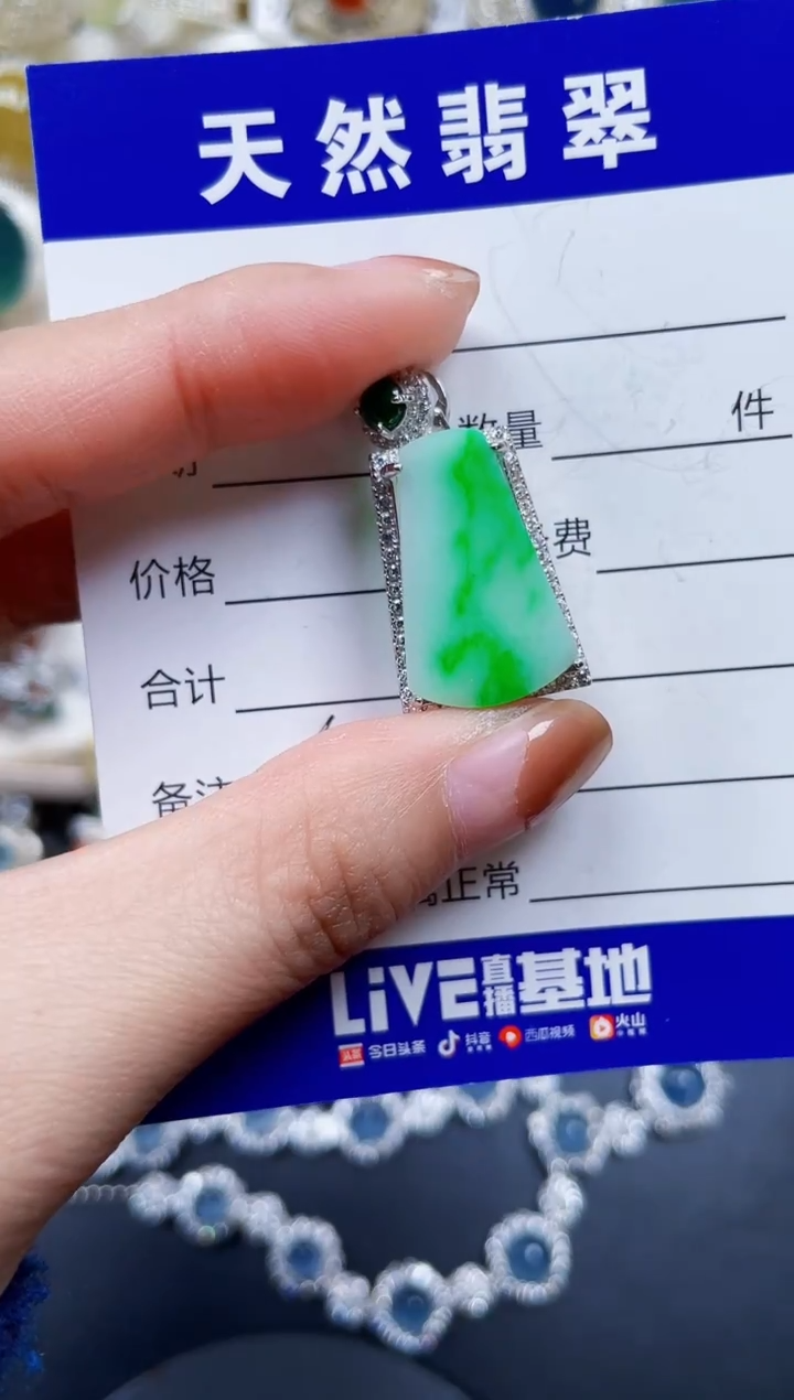 颈饰银S925镶嵌翡翠486