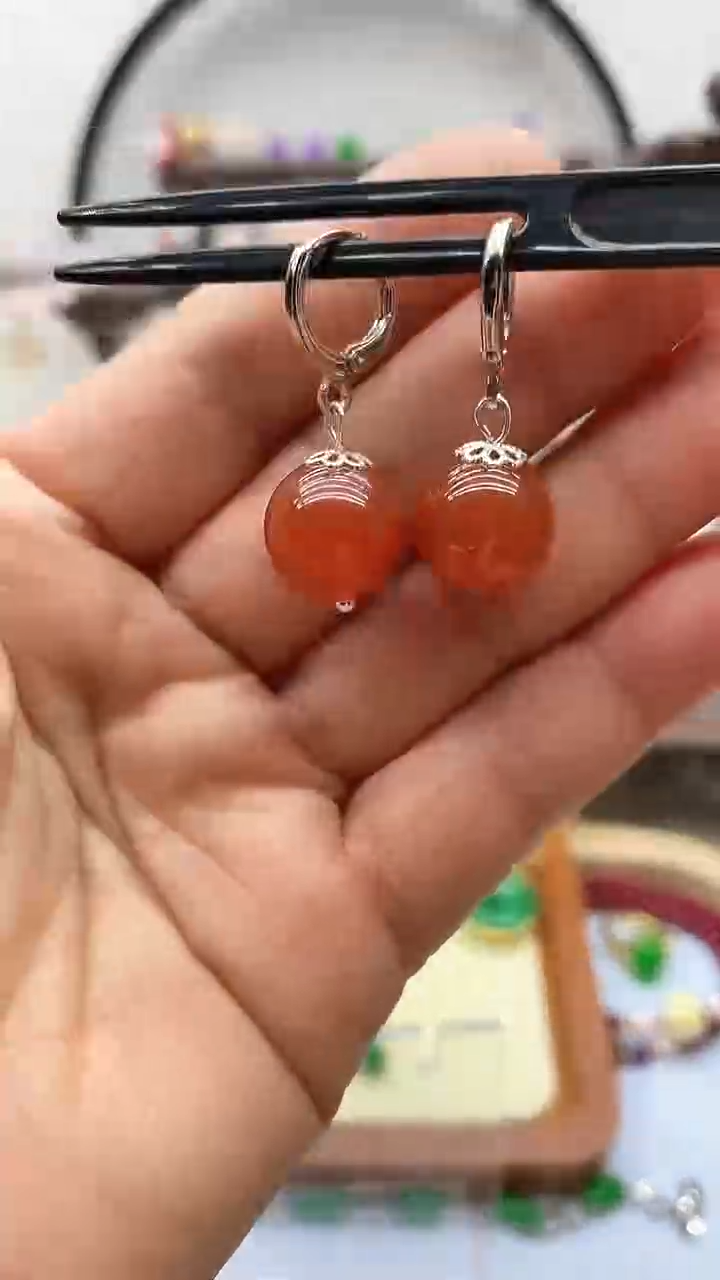 【闪购商品】玛瑙/玉髓耳饰银S925镶嵌127