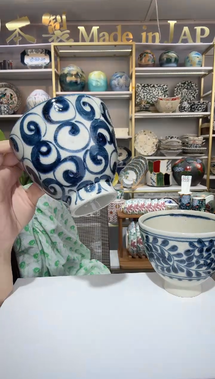 陶瓷宗山窑高脚碗-旋涡12cm一只