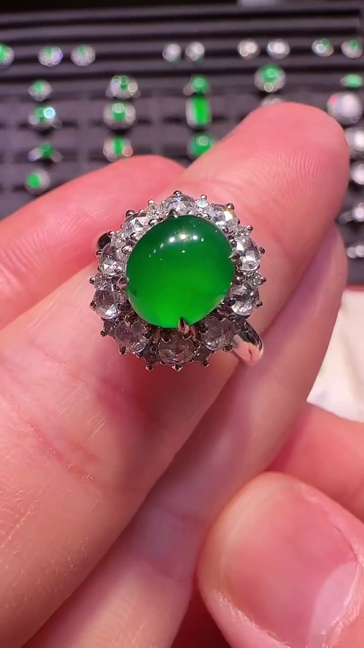 【闪购商品】翡翠戒指18K金镶嵌戒指