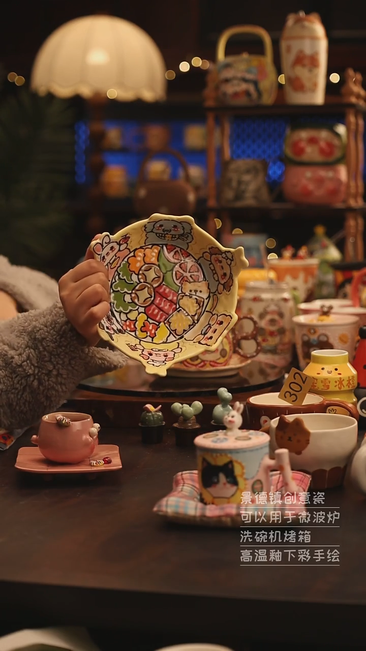 陶瓷景德镇可爱陶瓷釉下彩绘设计师款