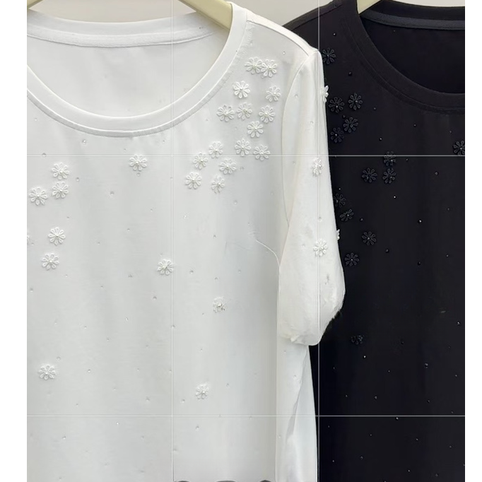 二姐家淼91593新款纯色圆领百搭T恤