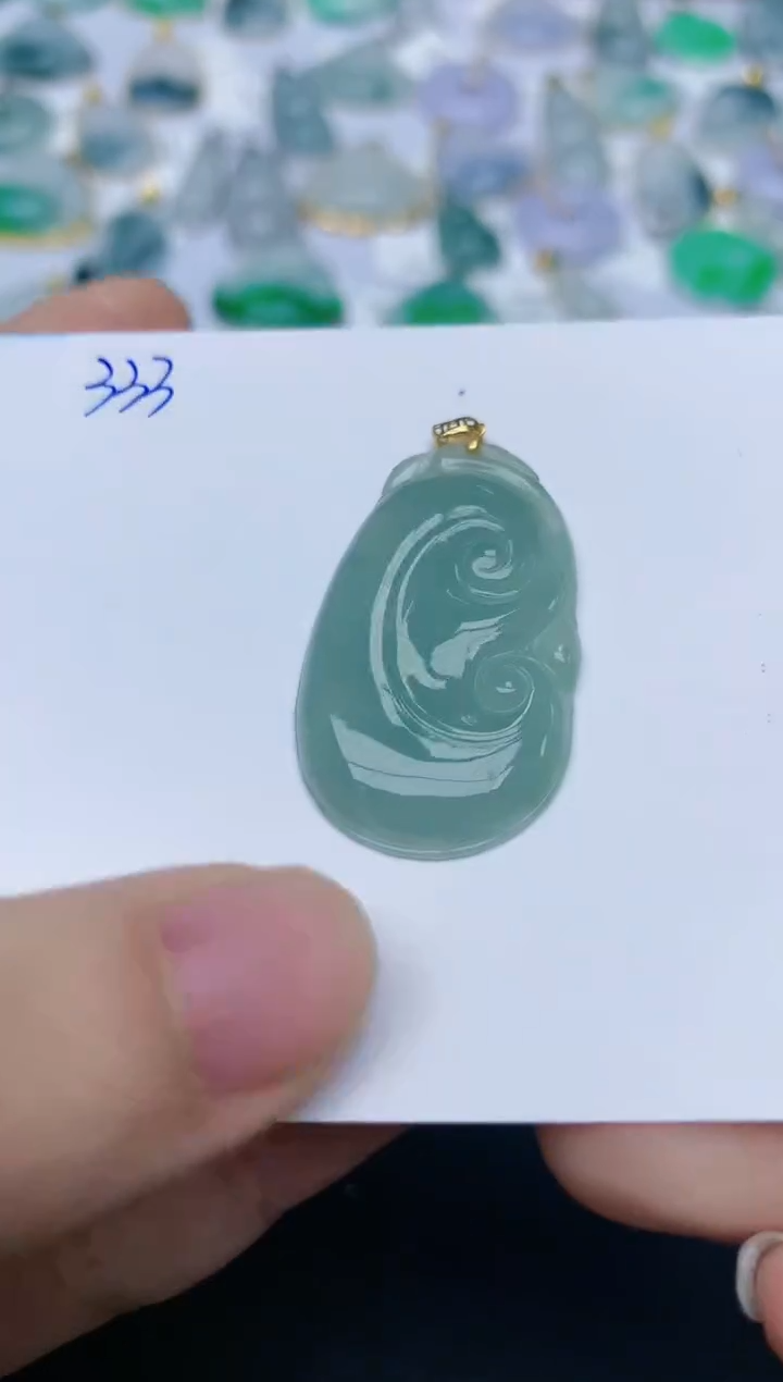 【闪购商品】翡翠颈饰18K金镶嵌天然翡翠A货    333