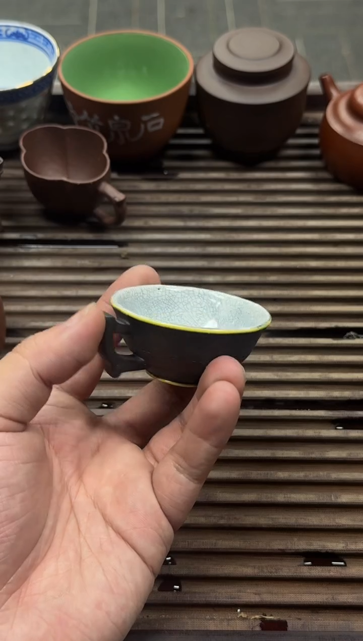 【闪购商品】紫砂茶壶白油带把杯