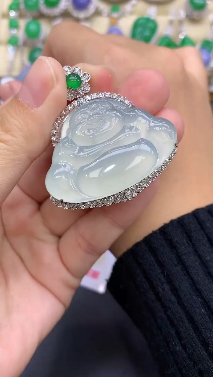 颈饰18K金镶嵌翡翠478-中国好珍宝