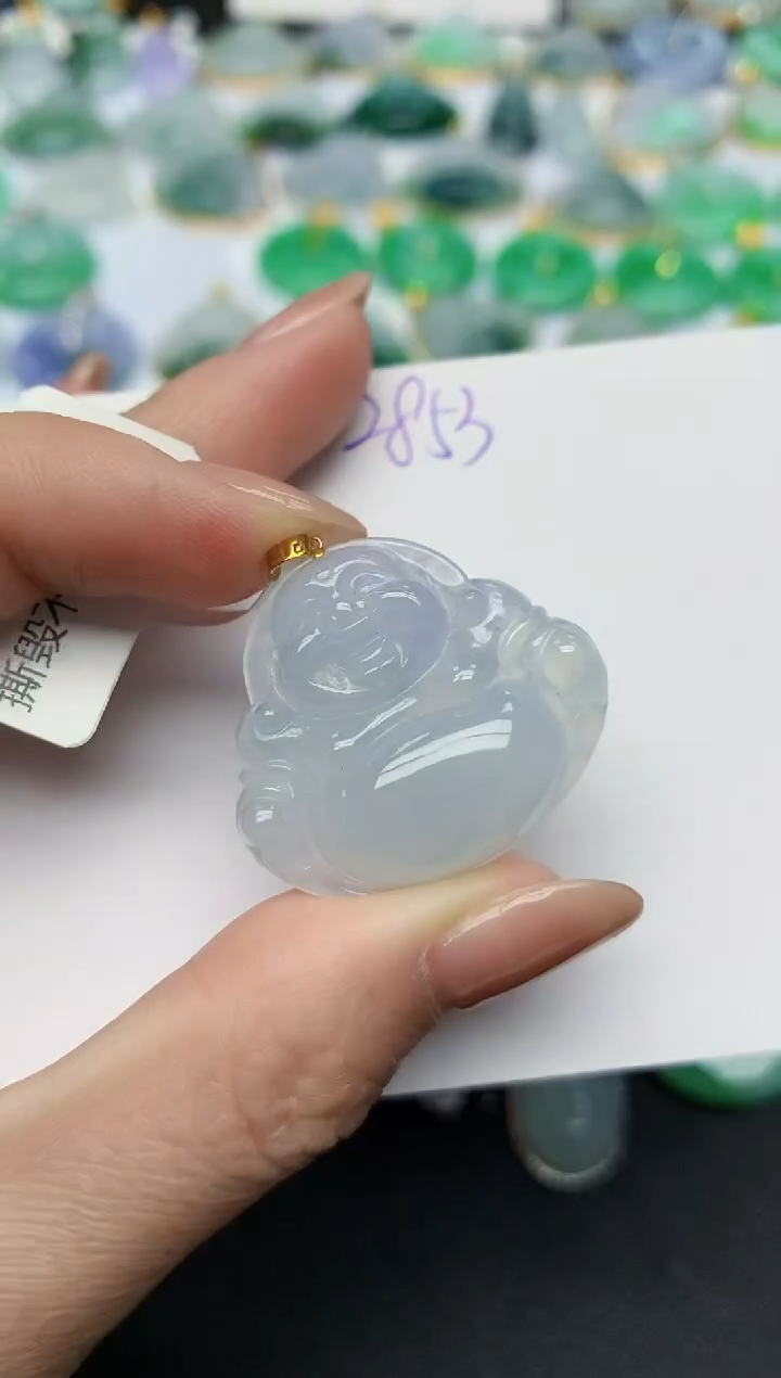 颈饰18K金镶嵌翡翠天然缅甸A货翡翠百元以上9元证书费自理