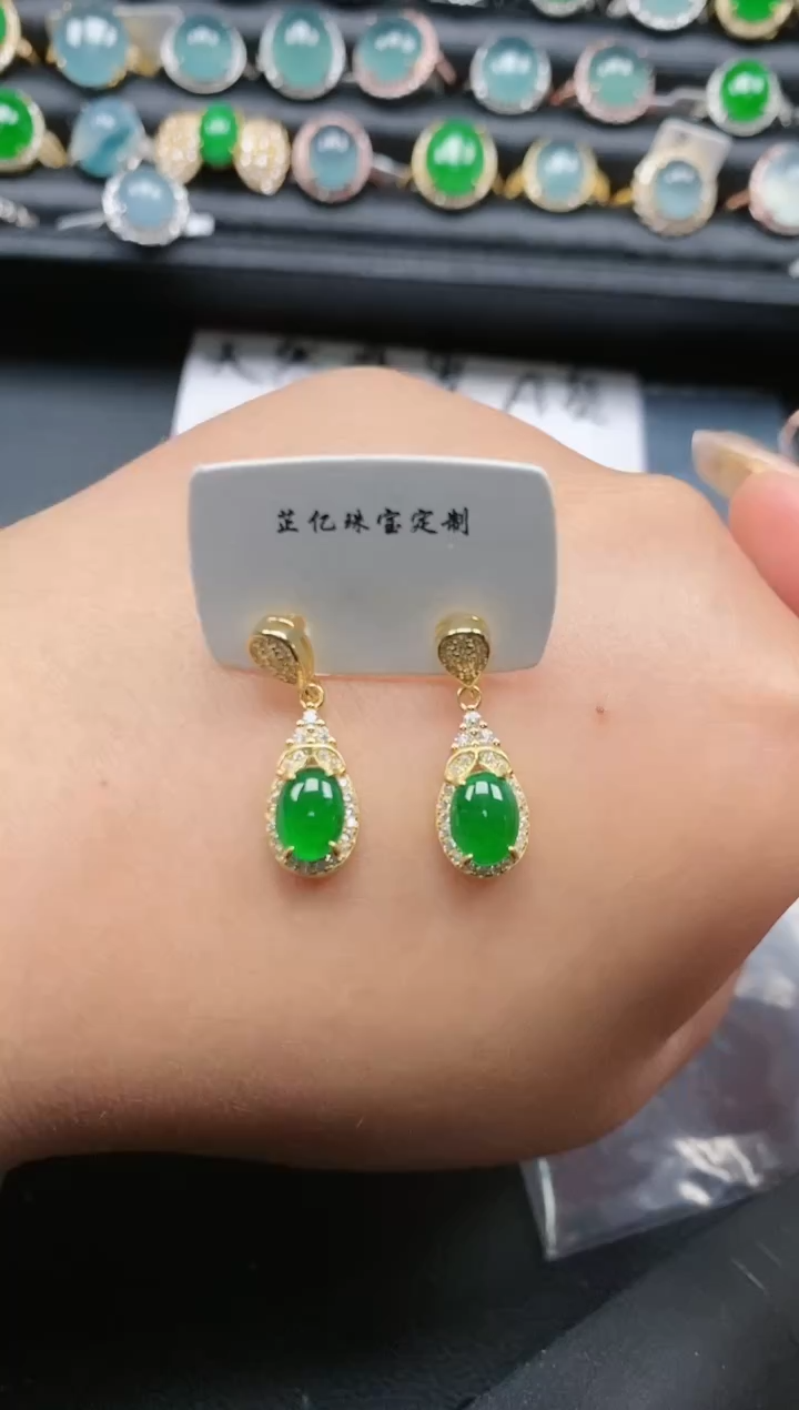 翡翠银S925镶嵌耳饰11111