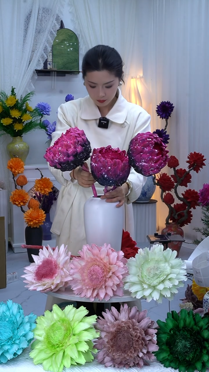 永生洋蓟黑粉泼墨3头【花心短】8995