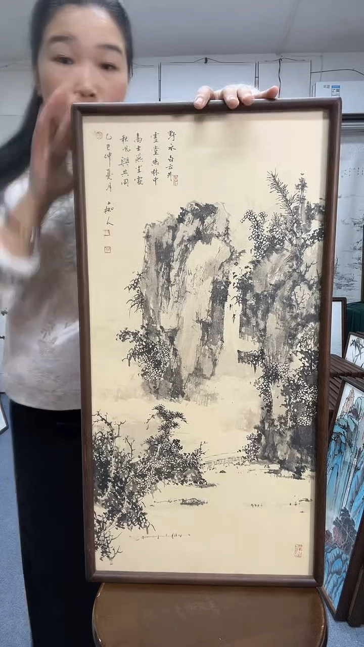 国画高*尺寸35*68木画框京东包邮手绘
