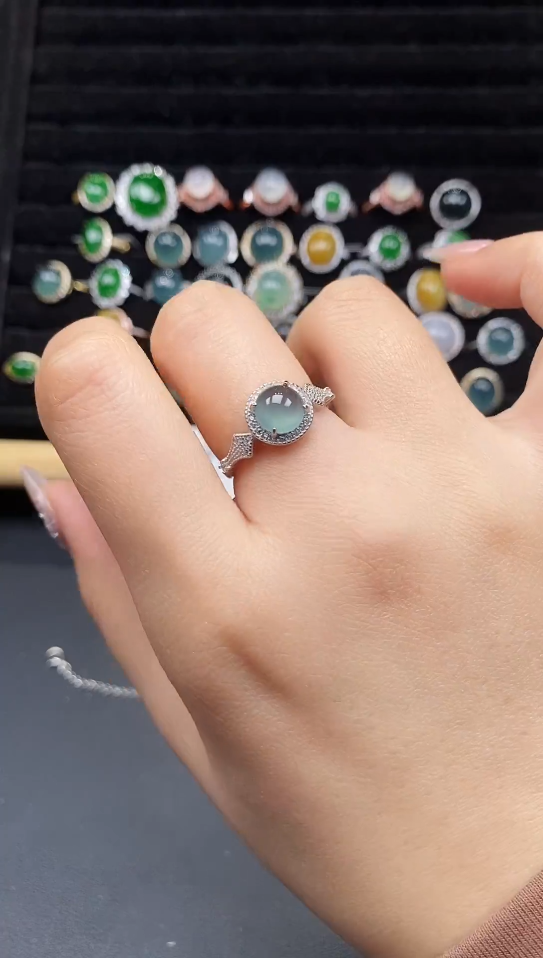 银S925镶嵌戒指翡翠111