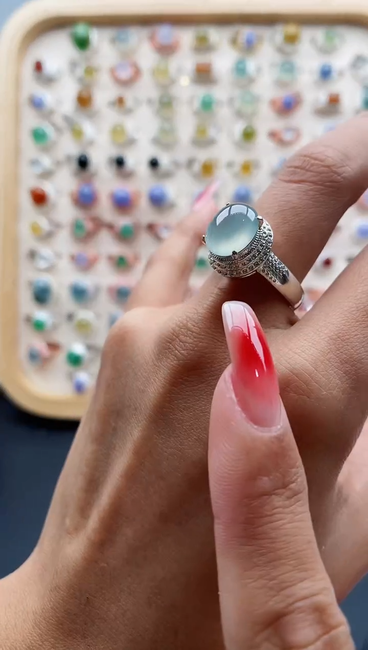 【闪购商品】翡翠戒指未镶嵌缅甸天然A货翡翠555 7+9