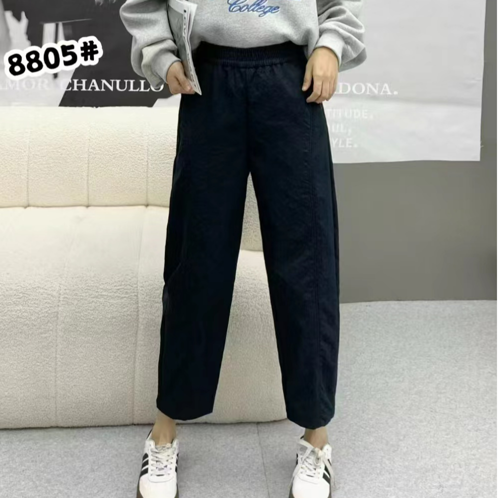 K735黑蓝色口袋纽扣休闲裤8805