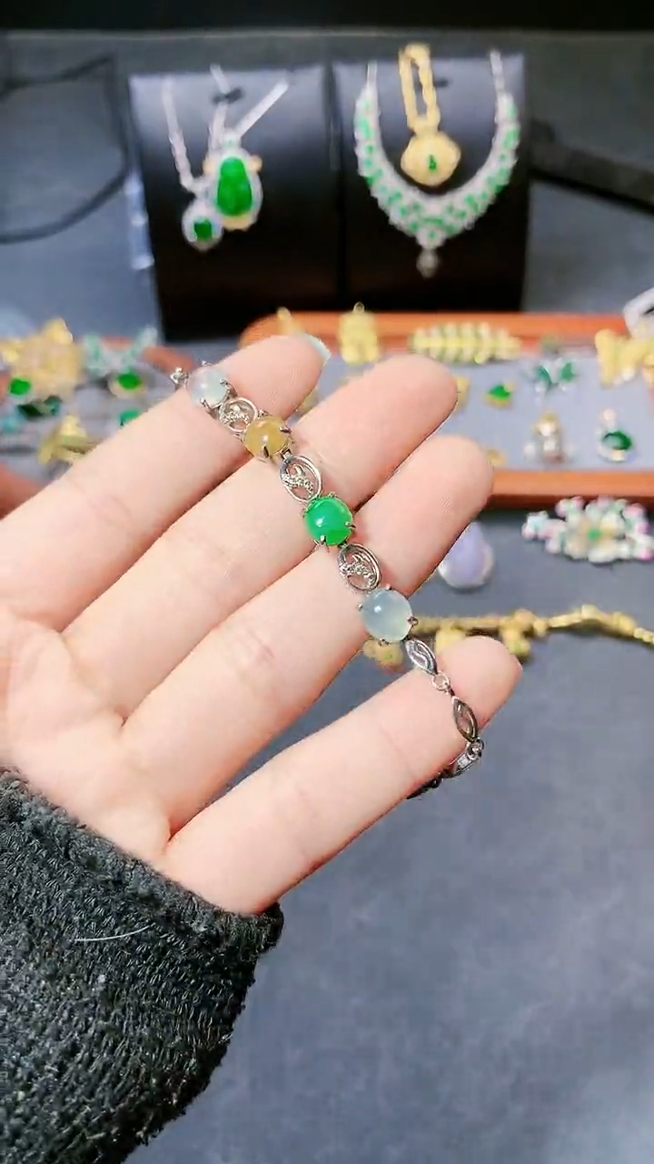 【闪购商品】翡翠手链银S925镶嵌手链