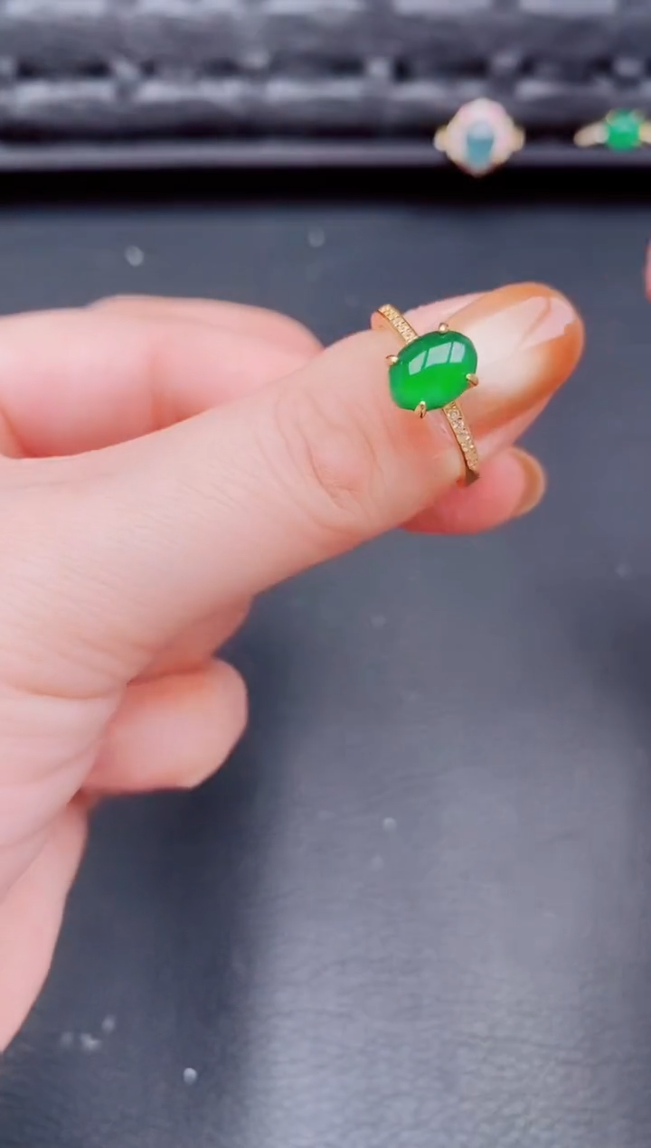 【闪购商品】翡翠戒指银S925镶嵌天然a货翡翠278