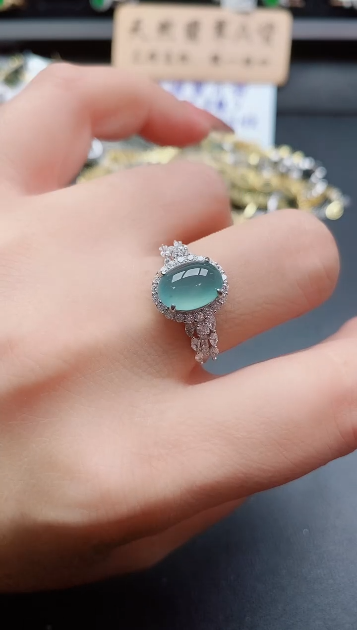 银S925镶嵌戒指翡翠11