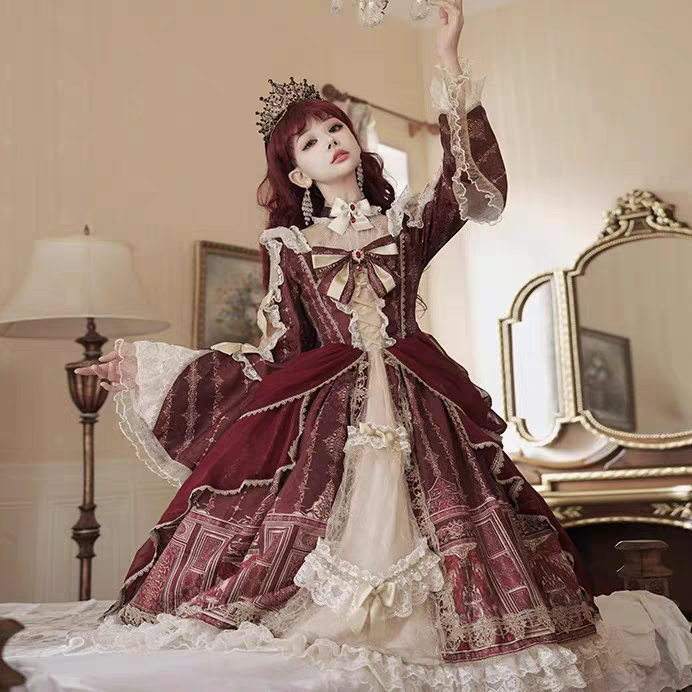 【实体店现货】巴洛克宫殿优雅华丽lolita洋装op蕾丝重工欧式宫廷