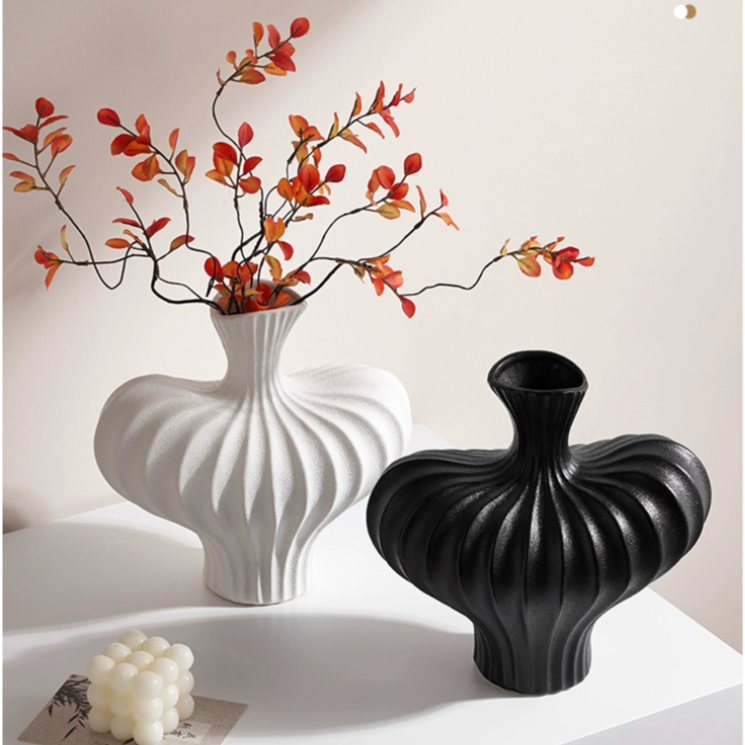 美人肩花瓶摆件客厅桌面轻奢侘寂风陶瓷插花干花复古绿植装饰品