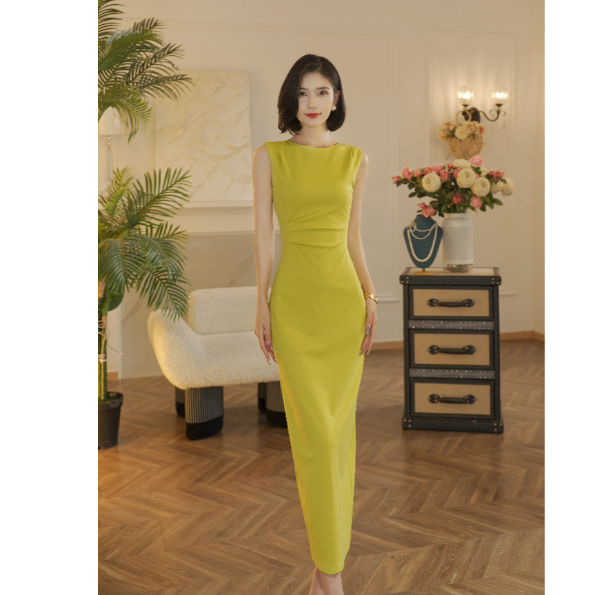 ANANY【柠檬】夏季原创高定气质显瘦显高法式短袖连衣裙W-41097