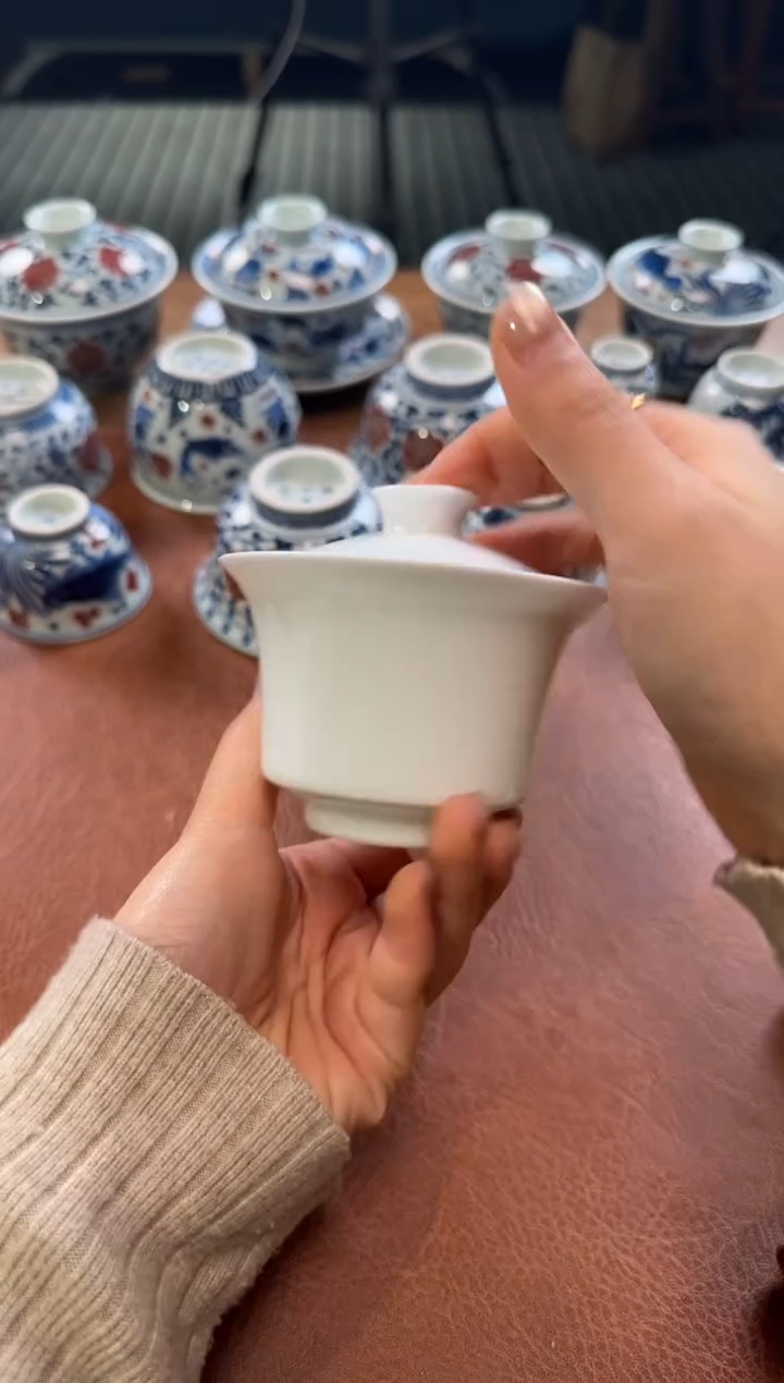 【闪购商品】杯景德镇白胎马蹄盖碗