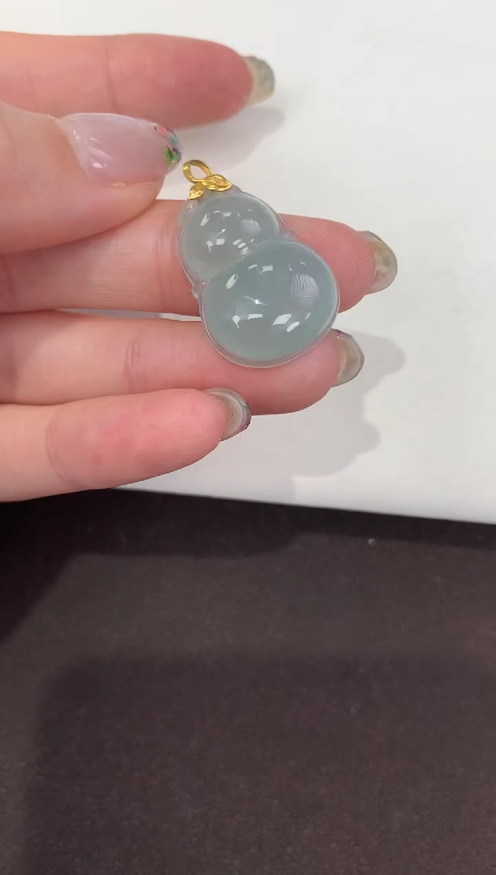 颈饰18K金镶嵌翡翠天然缅甸A货翡翠